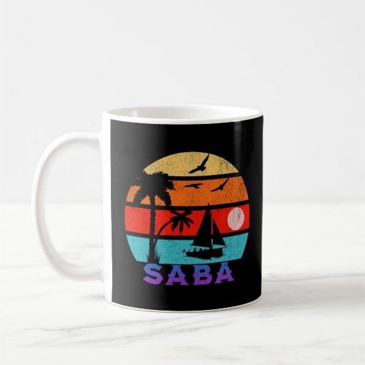 Saba Retro Zonsondergang Oceaan Grootvader Koffiemok (Links)