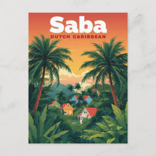  Saba Travel Poster - Nederlands Caribisch gebied Briefkaart