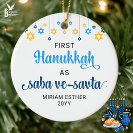 Saba Ve-Savta EERSTE HANUKKAH ALS GROOTOUDERS Keramisch Ornament