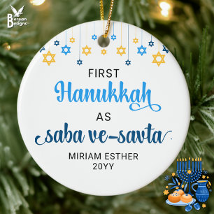 Saba Ve-Savta EERSTE HANUKKAH ALS GROOTOUDERS Keramisch Ornament