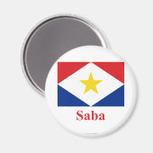 Saba vlag met naam magneet (Voorkant / Achterkant)