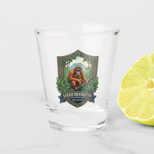 Sabah Orangutan Maleisië Shot Glas (Voorkant)