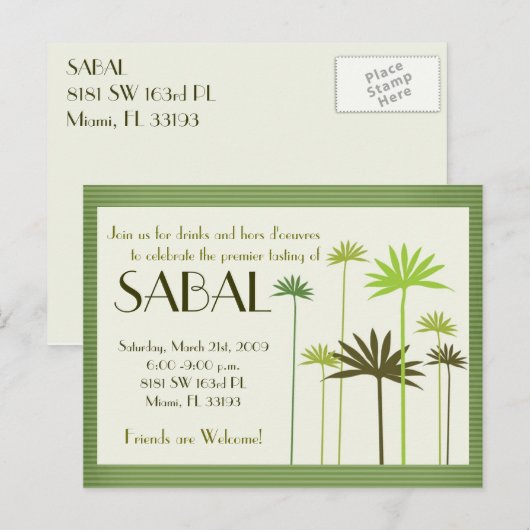 SABAL : Miami Uitnodiging Briefkaart (Voorkant / Achterkant)