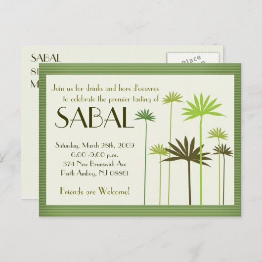 SABAL : NY-presentatie Uitnodiging Briefkaart (Voorkant / Achterkant)