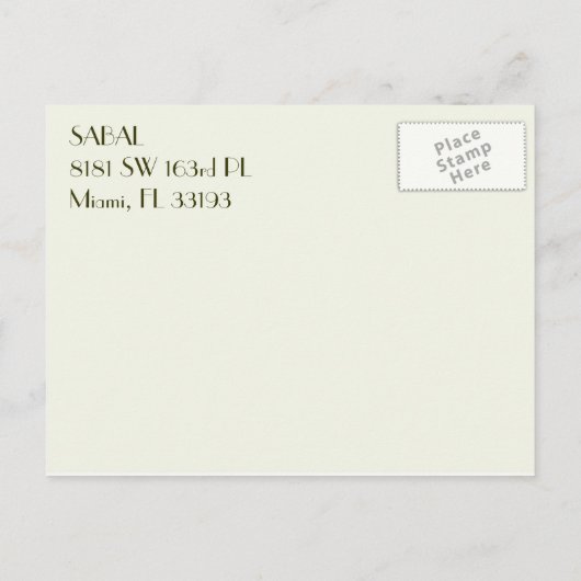 SABAL : NY-presentatie Uitnodiging Briefkaart (Achterkant)