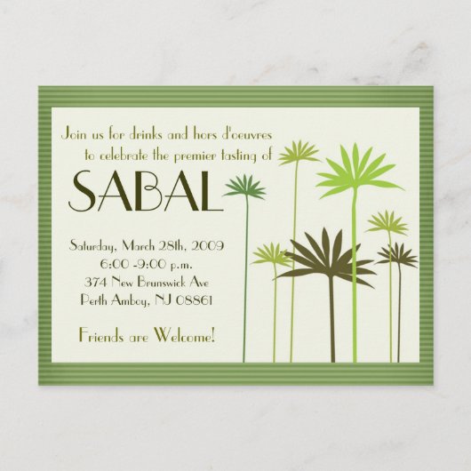 SABAL : NY-presentatie Uitnodiging Briefkaart (Voorkant)