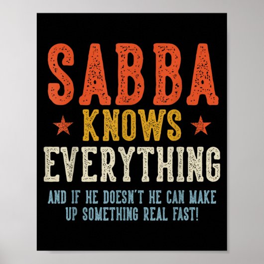 Sabba weet alles vaderdag retro vintage poster (Voorkant)