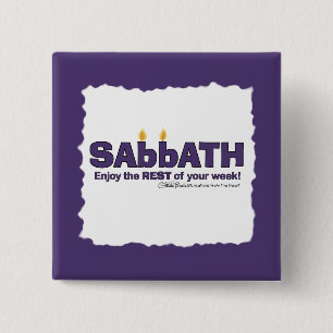 Sabbat met kaarsen- Geniet van de rest van uw week Vierkante Button 5,1 Cm