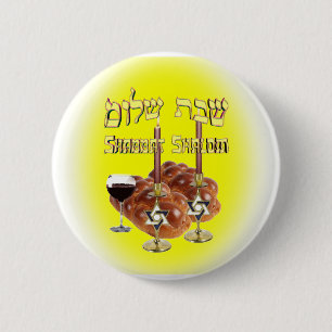 Sabbat Table, Shabbat Shalom Ronde Button 5,7 Cm
