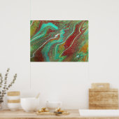 Sabel Dans 3 Stromend Groen Rood Abstracte Poster (Keuken)