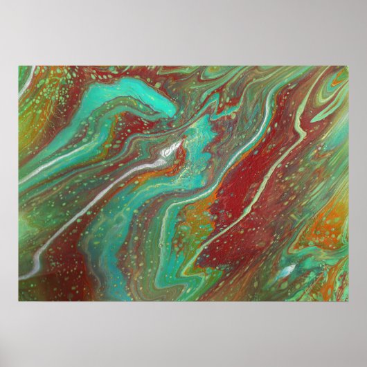 Sabel Dans 3 Stromend Groen Rood Abstracte Poster (Voorkant)