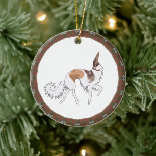 Sabel Pronkende Borzoi Kerst Ornament