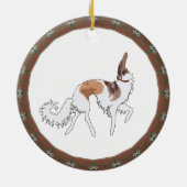 Sabel Pronkende Borzoi Kerst Ornament (Achterkant)