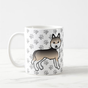 Sabel Siberische Husky Cartoon Hond & Pootjes Koffiemok