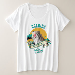 Sabeltandtijger Brullende Sunset Club Grote Maat T-shirt