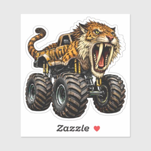 Sabeltandtijger Off-Road Monstertruck Sticker (Vel)