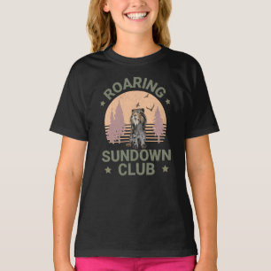 Sabeltandtijger Retro Bos Zonsondergang Club T-shirt