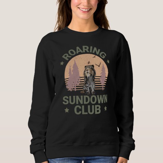 Sabeltandtijger Retro Bos Zonsondergang Club Trui (Voorkant)