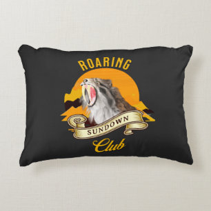 Sabeltandtijger Retro Zonsondergang Avonturenclub Accent Kussen