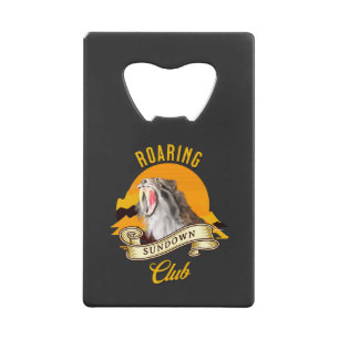 Sabeltandtijger Retro Zonsondergang Avonturenclub Creditkaart Flessenopener