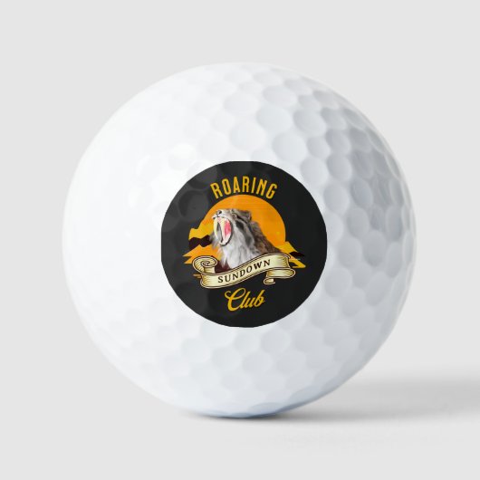 Sabeltandtijger Retro Zonsondergang Avonturenclub Golfballen (Voorkant)
