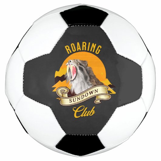 Sabeltandtijger Retro Zonsondergang Avonturenclub Voetbal (Voorkant)