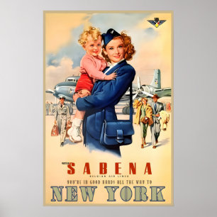 Sabena Airlines New York Audrey Hepburn Nieuwe Ret Poster