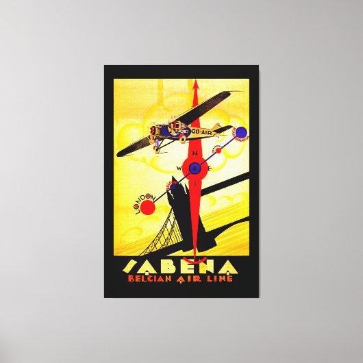 Sabena Art Deco Compass Canvas Afdruk (Voorkant)