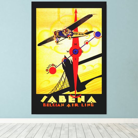 Sabena Art Deco Compass Canvas Afdruk (Insitu (Houten vloer))