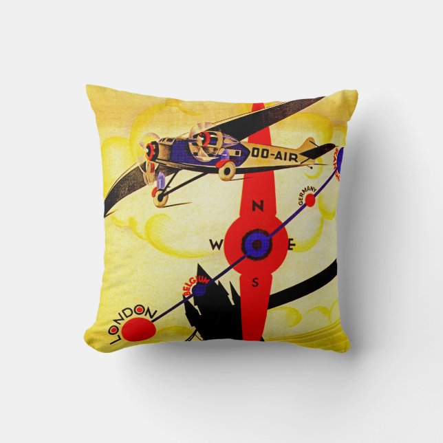 Sabena Art Deco Compass Kussen (Voorkant)