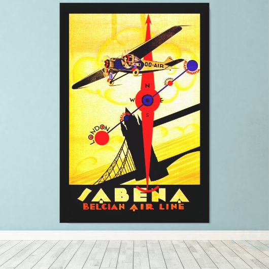 Sabena Art Deco Compass - L Canvas Afdruk (Insitu (Houten vloer))