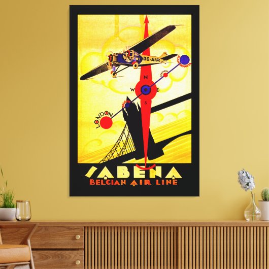 Sabena Art Deco Compass - L Canvas Afdruk (Insitu (Woonkamer))