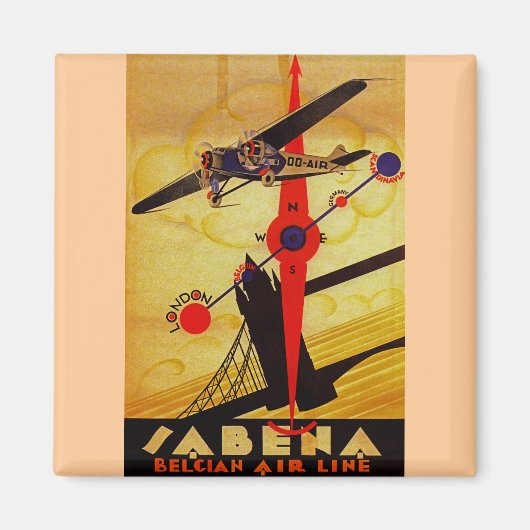 Sabena Art Deco Compass Magneet (Voorkant)