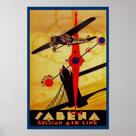 Sabena Art Deco Compass Poster (Voorkant)