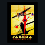 Sabena Art Deco Compass Poster<br><div class="desc">De luchtreisposter voor nu overleden Belgische luchtvaartmaatschappij Sabena toont een propellervliegtuig dat boven de Londense towerbrug vliegt met een kompas en routekaart die allemaal in briljante kunstdecostijl worden uitgevoerd.</div>