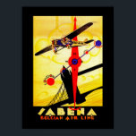 Sabena Art Deco Compass Poster<br><div class="desc">De  luchtreisposter voor nu overleden Belgische luchtvaartmaatschappij Sabena toont een propellervliegtuig dat boven de Londense towerbrug vliegt met een kompas en routekaart die allemaal in briljante kunstdecostijl worden uitgevoerd.</div>