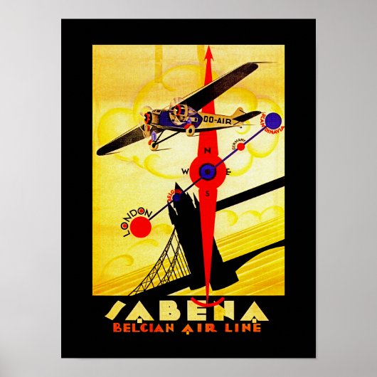 Sabena Art Deco Compass Poster (Voorkant)