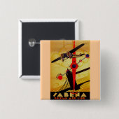 Sabena Art Deco Compass Vierkante Button 5,1 Cm (Voorkant /achterkant)