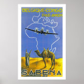 Sabena ~ Belgique Congo Poster (Voorkant)