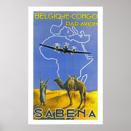 Sabena ~ Belgique Congo Poster (Voorkant)