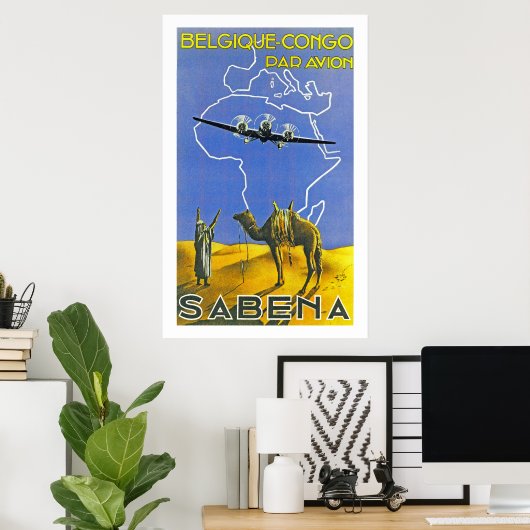 Sabena ~ Belgique Congo Poster (Thuiskantoor)