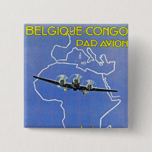 Sabena ~ Belgique Congo Vierkante Button 5,1 Cm
