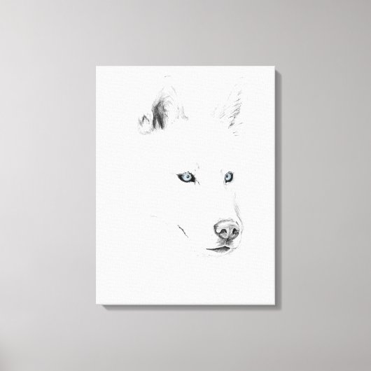 Saber A Siberian Husky Drawing Art Blue Eyes Canvas Afdruk (Voorkant)