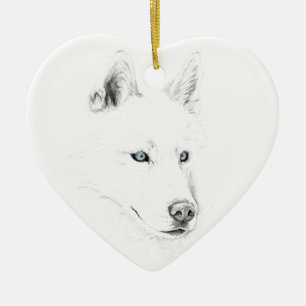 Saber A Siberian Husky Drawing Art Blue Eyes Keramisch Ornament