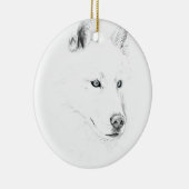 Saber A Siberian Husky Drawing Art Blue Eyes Keramisch Ornament (Rechts)
