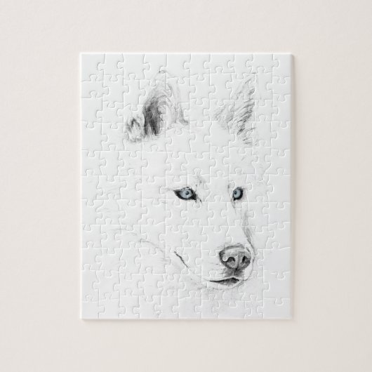 Saber A Siberian Husky Drawing Art Blue Eyes Legpuzzel (Verticaal)