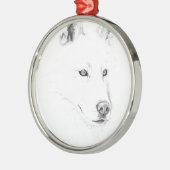Saber A Siberian Husky Drawing Art Blue Eyes Metalen Ornament (Links)