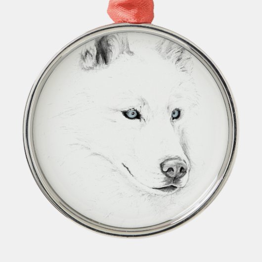 Saber A Siberian Husky Drawing Art Blue Eyes Metalen Ornament (Voorkant)