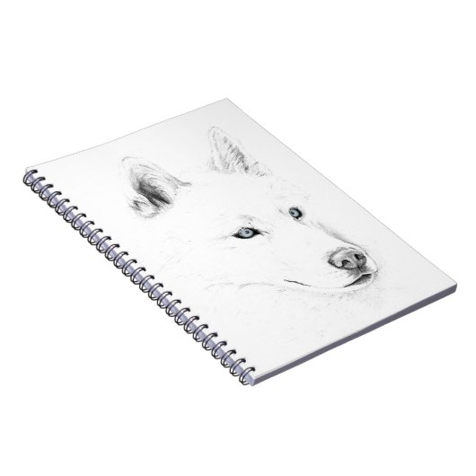 Saber A Siberian Husky Drawing Art Blue Eyes Notitieboek (Rechterzijde)