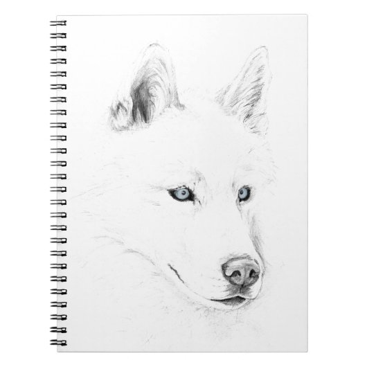 Saber A Siberian Husky Drawing Art Blue Eyes Notitieboek (Voorkant)